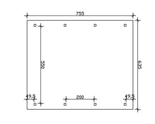 Technický výkres s rozmermi v milimetroch