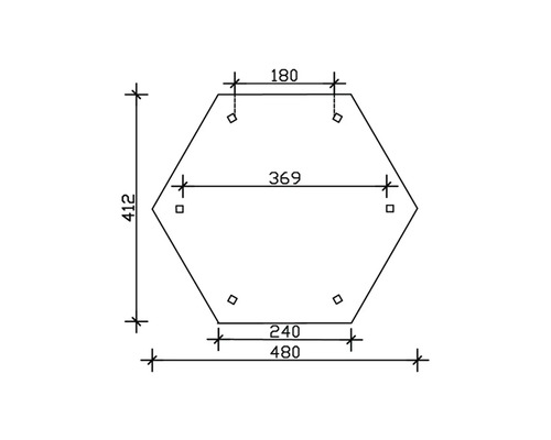 Technický výkres šesťuholníka s rozmermi