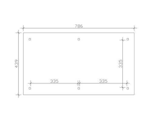 Technický nákres s rozmermi: 786 a 439