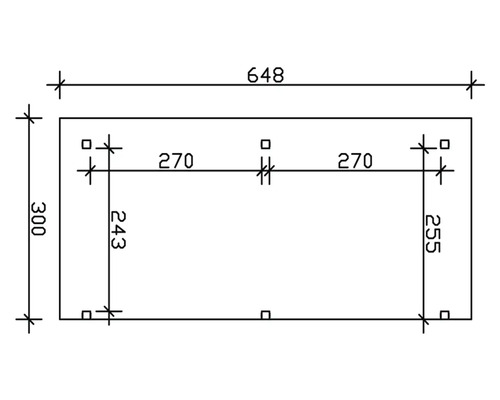 Technický výkres s rozmermi 648 x 300.