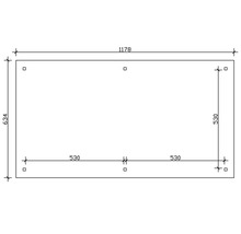 Technický nákres s rozmermi 1178 x 634 mm a 530 mm