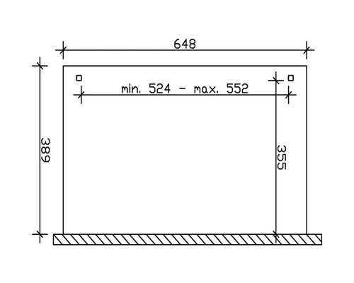 Technický nákres s rozmermi v milimetroch