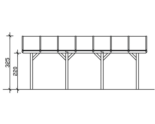 Nákres vyvýšenej drevenej terasy s rozmermi