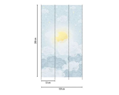 Tapeta s motívom oblakov a slnka a rozmermi