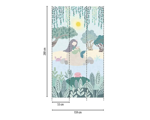 Foto tapeta s motívom morskej panny a údajmi o veľkosti