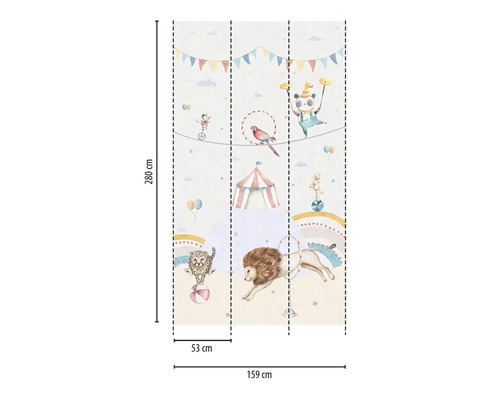 Tapeta s cirkusovými motívmi, rozmery 280 cm x 159 cm