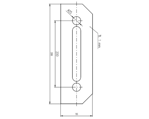 Technický výkres držiaka s rozmermi.