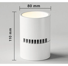 Valcové vnútorné svietidlo, výška 110 mm, šírka 80 mm.