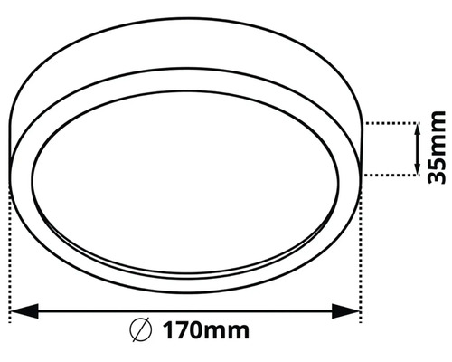 Technický nákres okrúhleho výrobku s priemerom 170 mm a výškou 35 mm.