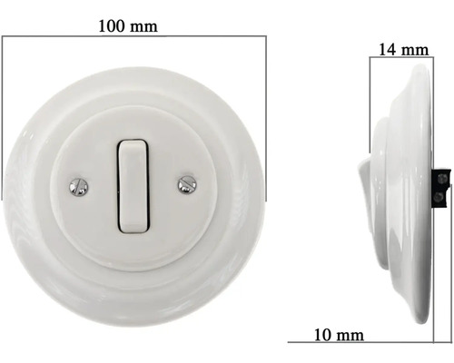 Keramický vypínač svetla s rozmermi 100 mm x 14 mm