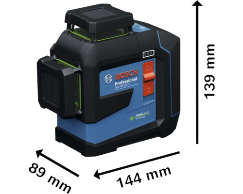 Čiarový laser Bosch GLL 80-33 G Professional s rozmermi