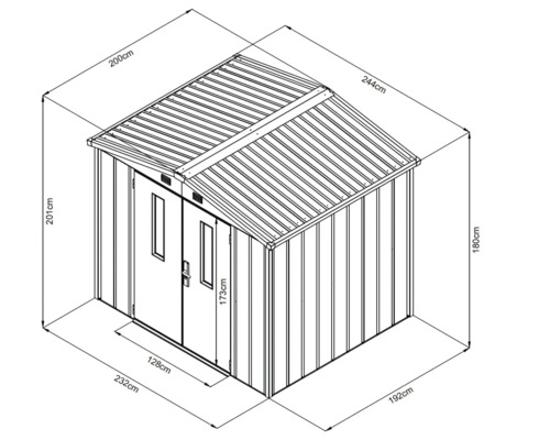 Nákres záhradného domčeka s rozmermi
