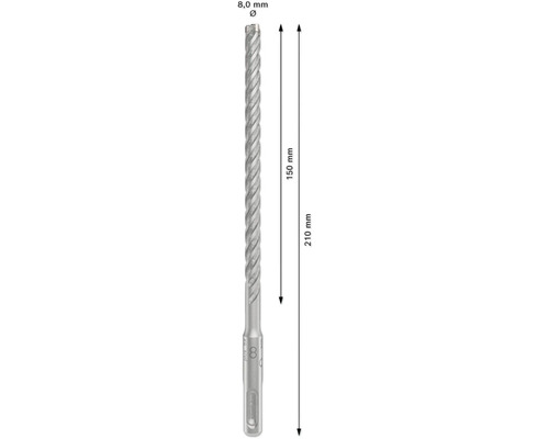 Vrták s dĺžkou 210 mm a priemerom 8 mm.
