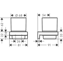 Technický nákres držiaka toaletného papiera s rozmermi