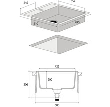 Granitový drez CONCEPT Cubis 51x49 cm tmavosivý DG00C50DG