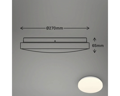 Technický nákres stropného svietidla s rozmermi 270 mm v priemere a 65 mm na výšku