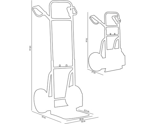 Rozmery schodiskového vozíka ako perokresba