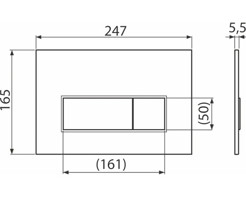 Technický výkres ovládacieho panela s rozmermi