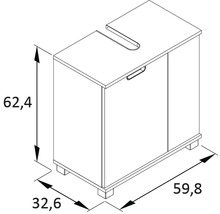 Nákres skrinky pod umývadlo s rozmermi