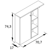 Technický nákres kúpeľňovej skrinky s rozmermi