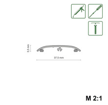 Profilová lišta s rozmermi 37,5 mm šírky a 5,5 mm výšky