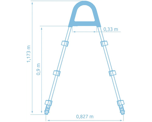 Technický nákres hojdačky s rozmermi