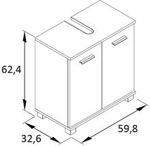 Nákres skrinky pod umývadlo s rozmermi