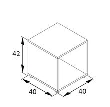 Obrázok skrinkovej kocky s rozmermi 42 x 40 x 40 centimetrov.