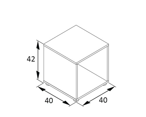 Obrázok skrinkovej kocky s rozmermi 42 x 40 x 40 centimetrov.