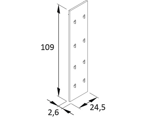 Technický nákres nosiča príslušenstva HORNBACH s rozmermi