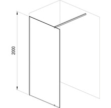 Technický výkres sprchovej zásteny s výškou 2000 mm.