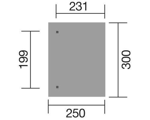 Technický nákres obdĺžnikového zrkadla s rozmermi v milimetroch