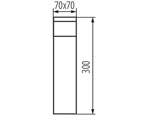 Technický výkres s rozmermi 70x70 a 300