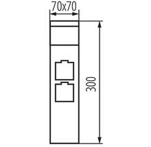 Technický výkres pripojovacej krabice s rozmermi 70x70x300 mm