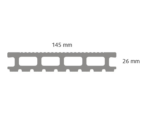 Terasa profilový rez s rozmermi 145 mm a 26 mm