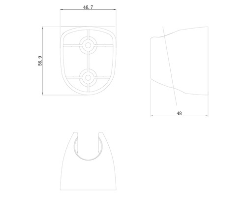 Technický nákres držiaka sprchovej hlavice s rozmermi