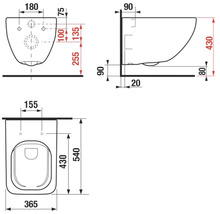 Technický nákres závesného WC s rozmermi