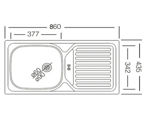 Rozmery drezu s odkvapkávacou plochou: 860 x 435 mm