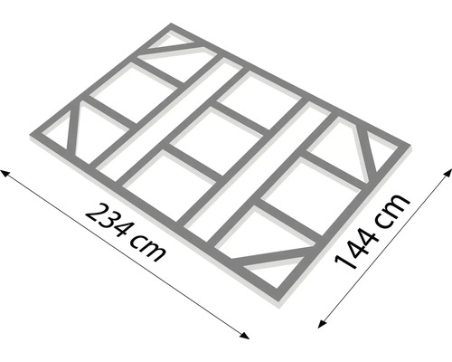 Rámová konštrukcia s rozmermi 234 cm x 144 cm