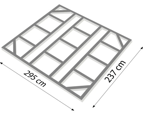 Ilustrácia terasového rámu s rozmermi 295 cm a 237 cm.