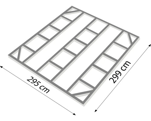 Strešná konštrukcia s rozmermi 295 x 299 centimetrov