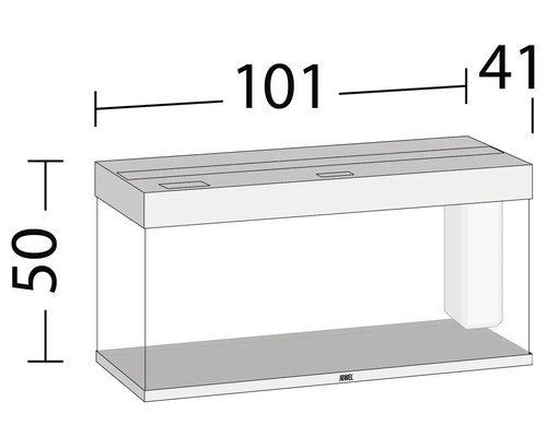 Nákres akvária s rozmermi