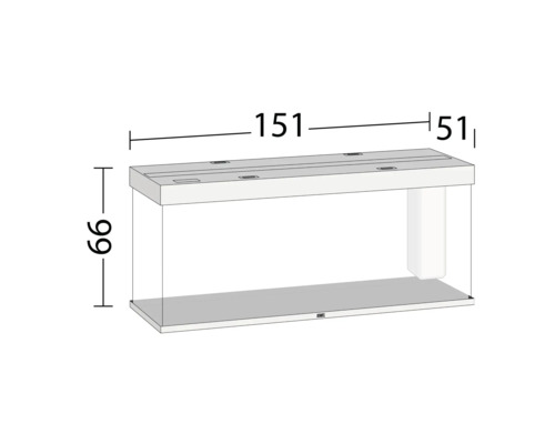 Akvárium s rozmermi 151 cm x 51 cm x 66 cm