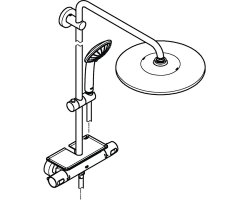 Sprchový systém s hlavovou sprchou, ručnou sprchou a termostatom