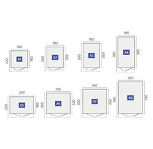 Diagram s rozmermi rôznych veľkostí záhradných domčekov