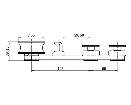 Technický výkres posuvného dverového systému s rozmermi