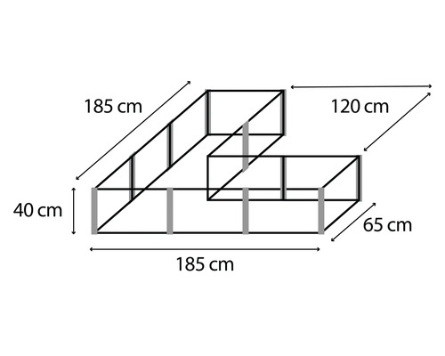 Nákres vyvýšeného záhona s rozmermi