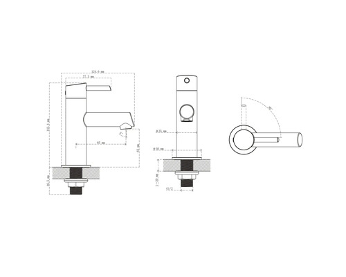 Technický nákres batérie s rozmermi