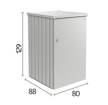 Sivý box na popolnice s rozmermi 129 x 88 x 80 cm