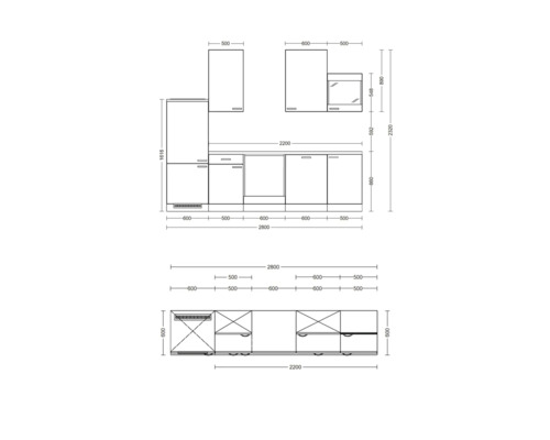 Plán kuchyne s rozmermi